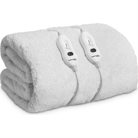Dreamcatcher Double Size Electric Blanket Dual Control Fitted Sherpa Fleece Heated Bed Underblanket 193x137cm 3 Heat Settings (1/5)