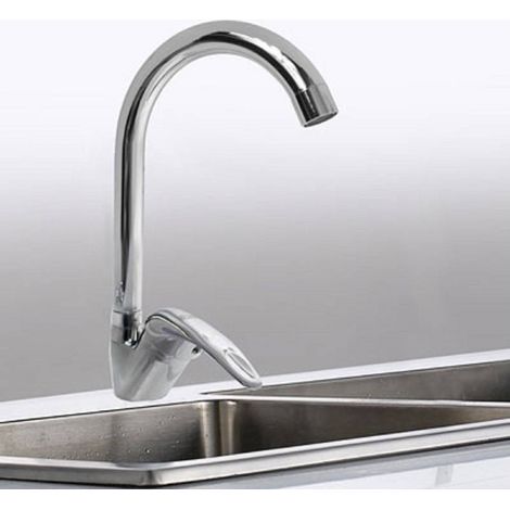 TrAdE Shop Traesio - Rubinetto Cucina Canna Alta Curva Monocomando Lavello Miscelatore Cromato 52934 - (1/2)