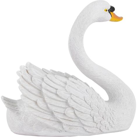 Schwimmende weiße Schwanenfigur aus Kunstharz, dekoratives Ornament für Garten und Terrasse.