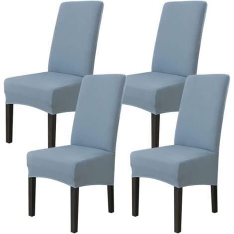 Set of 4 Dining Chair Covers (Grey and Blue), Stretchable Chair Cover, Universal Large Chair Cover, Easy to Clean for Dining Room Living Room Decor (1/5)