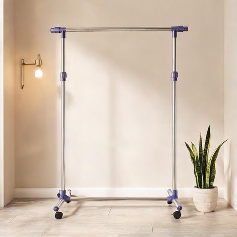 Portant vêtements sur roulettes en inox hauteur et largeur (1/5)