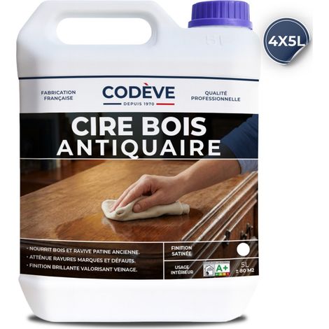 Cire Antiquaire - 4x5 L - Codeve Bois - Pour L'entretien De Toutes Vos Boiseries En Bois Brut, Neuf Ou Ancien.