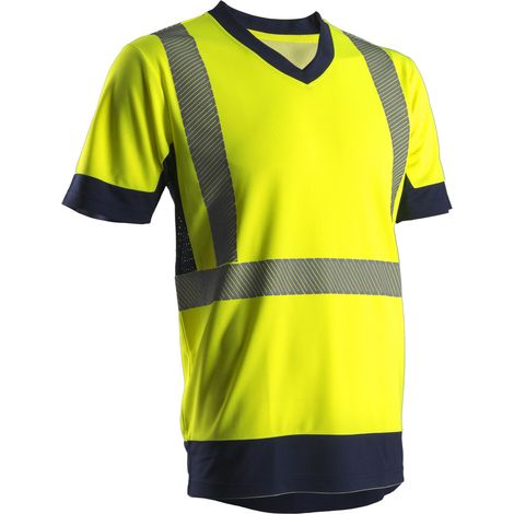 T-shirt haute visibilité manches courtes Coverguard KYRIA 100% polyester Jaune / Marine 3XL. (1/3)