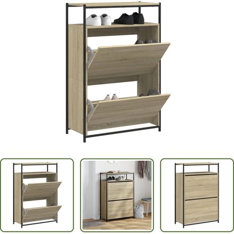 vidaXL Schuhschrank für kleine Räume - Schuhschrank Sonoma-Eiche 75x34x112 cm Holzwerkstoff (1/5)