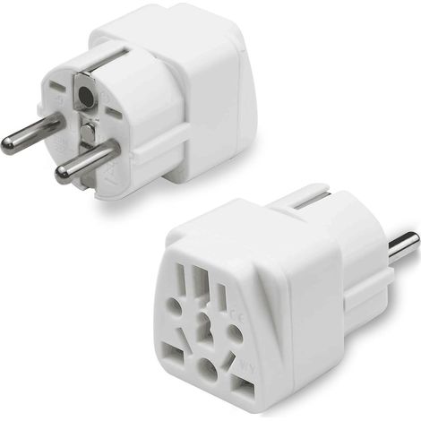 Adaptateur Prise Anglaise vers France,Adaptateur USA vers France, Adaptateur UK vers France, Adaptateur Prise Chine vers France, Adaptateur Universel de Voyage(2Pcs) (1/5)