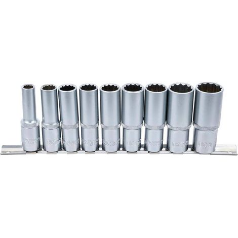 Jeu de Douilles Longues 12,5 mm (1/2\) 10-24 mm - 9 pcs - Acier Résistant et Précision Professionnelle - D-Work