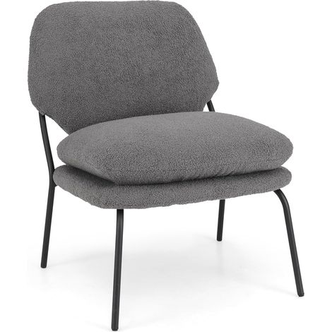 COSTWAY Sedia Sala da Pranzo Imbottita in Tessuto Peluche, Sedia con Cuscino Senza Ruote e Braccioli, Sedia Moderna Comfortevole per Cucina, Salotto, Soggiorno e Camera da Letto, Grigio (1/5)