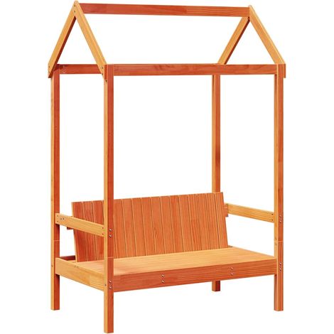 Banc avec toit cire marron 117,5x70x176,5 cm bois de pin massif (1/5)