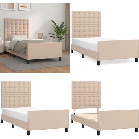 Bettgestell mit Kopfteil Cappuccino-Braun 90x200 cm Kunstleder - Bettrahmen - Schlafzimmermöbel - Kunstlederbettwäsche - Doppelbett - Boxspringbett - Home & Living (1/5)