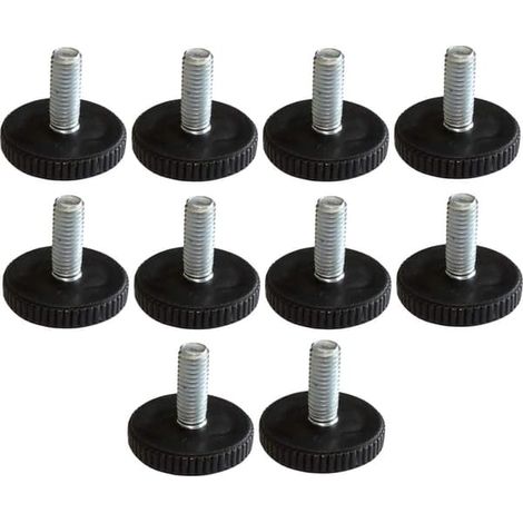Pied de meuble réglable noir M8 à visser Ø40 H23mm (10 pièces) (1/5)
