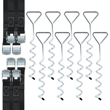 Randaco Ancoraggi a spirale per trampolino Cinghie di serraggio Kit di ancoraggio di resistenza Fissaggi in acciaio inox per trampolino Safety,set da 8