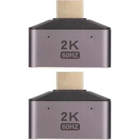 Adaptateur HDMI 1 vers 2 Mâle à Double Femelle 2K 60Hz, Diviseur Vidéo avec Voyant Lumineux, Lot de 2 Pièces (1/5)