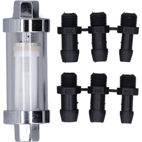 Filtre à carburant universel avec raccords 3/8 pouce, 1/4 pouce et 5/16 pouce et connecteur à 6 pièces, remplace le modèle 9706 (1/5)