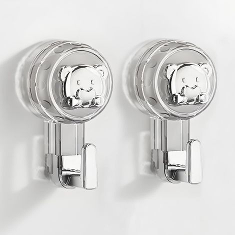 Accroche Serviette Salle de Bain, Crochet Ventouse Extra Puissantes Réutilisables pour Salle de Bain, Cuisine, Camping & Voiture, Bathroom Towel Suction Hooks (Silver+Clear, 11.26.24.3cm2)