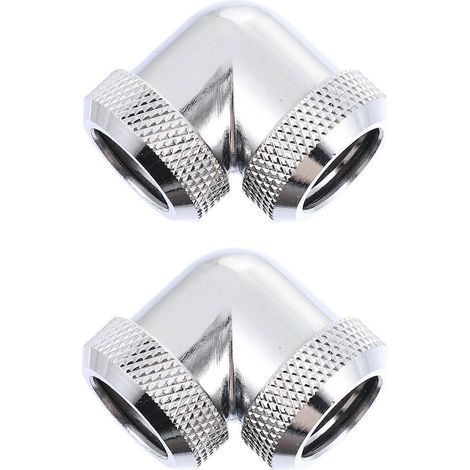 Messinganschlüsse für Computer-Flüssigkeitskühlsysteme, 90°-Drehverlängerung. – 3 x 3 x 2 cm – Silber (1/4)