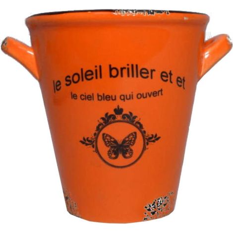 Casseruola vintage in ceramica color arancione, altezza 10,5 cm