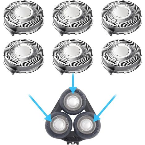 6er-Pack SH50/52 Scherköpfe, selbstschärfende Klingen, kompatibel mit Philips Serie 5000 und 6000 (1/5)