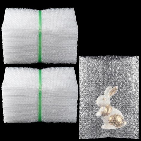 Pack of 50 Bubble Bags 15 x 20 cm – Transparent Double Wall Protective Bags – Strong Bubble Wrap for Moving, Shipping and Tableware Packaging (1/5)