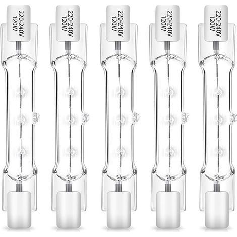 Lot de 5 Ampoules Halogènes R7S 78mm 120W 220-240V Dimmables Blanc Chaud 2700K 1800LM pour Projecteur Spot Travail Extérieur (1/5)