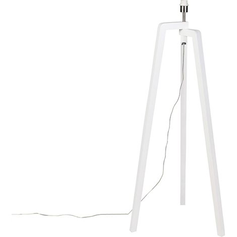 QAZQA Moderno Lámpara de pie moderna blanca sin pantalla - Puros Madera Alargada Adecuado para LED Max. 1 x Watt