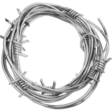 Décoration d'Halloween en fil de fer barbelé en plastique, accessoire de décoration western, décoration de fête western rouillée-250.00X0.50X0.50CM-Silver (1/3)
