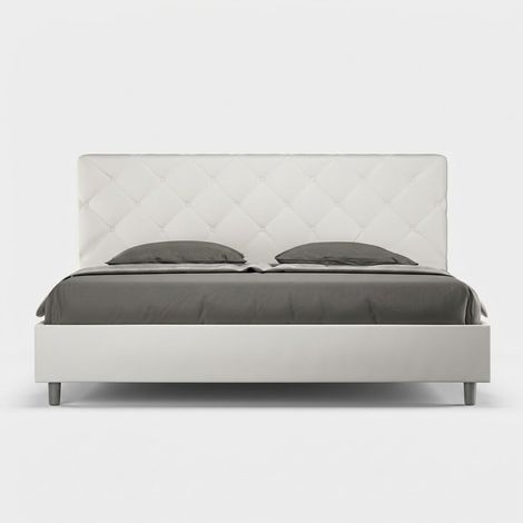 King-Size-Polsterbett 180x200 mit Bettkasten Priya K - Weiß