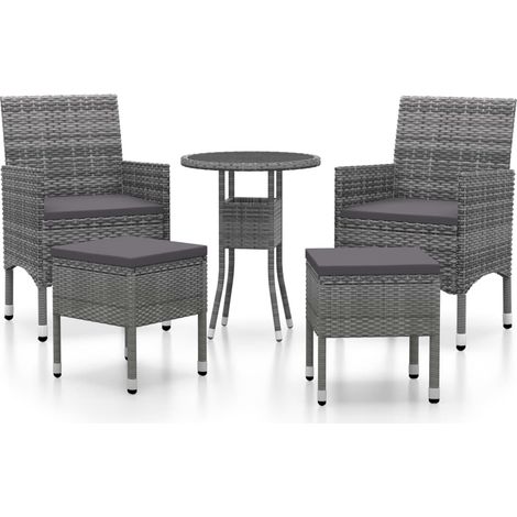 Maison Exclusive - 5-tlg. Garten-Lounge-Set Poly Rattan Grau