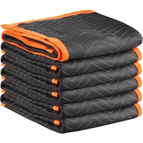 Couverture de Déménagement, Lot de 6, 183 x 101 cm, avec Rembourrage en Coton, Tissu Non Tissé, Grandes Couvertures Garde Meubles pour Transport, Emballage, Protection Rayures Chocs de Meubles (1/5)