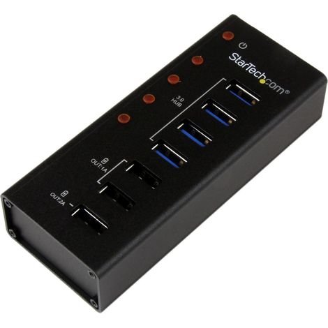 StarTech.com Hub USB 3.0 alimentato a 4 porte con 3 porte di ricarica USB dedicate (2 x 1A e 1 x 2A) - Box esterno in ST4300U3C3 (1/4)