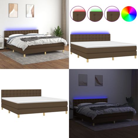 Boxspringbett mit Matratze & LED Dunkelbraun 160x200 cm Stoff - Boxspringbett - Doppelbett - Bettenrahmen - Lattenrost - Massivholzbette - Home & Living (1/5)