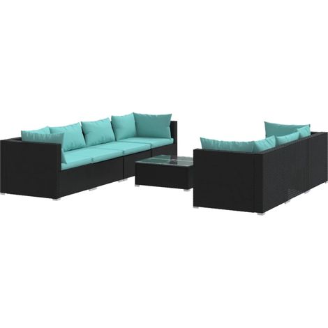 Maison Exclusive - Set Mobili da Giardino con Cuscini 8 pz in Polyrattan Nero