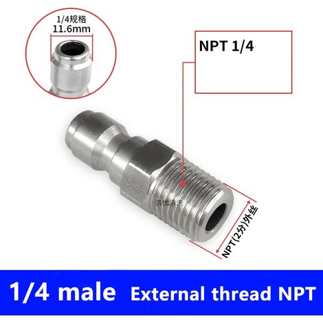 (Q) Raccord rapide pour nettoyeur haute pression 1/4 pouce en acier inoxydable, accessoires mâle/femelle avec filetage interne/externe (1/5)