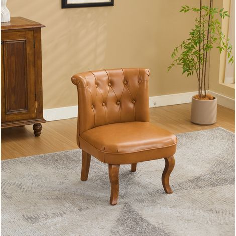 Chaise de salle à manger en cuir véritable marron clair avec pieds en bois, 150 kg,56x60x72 cm (1/5)