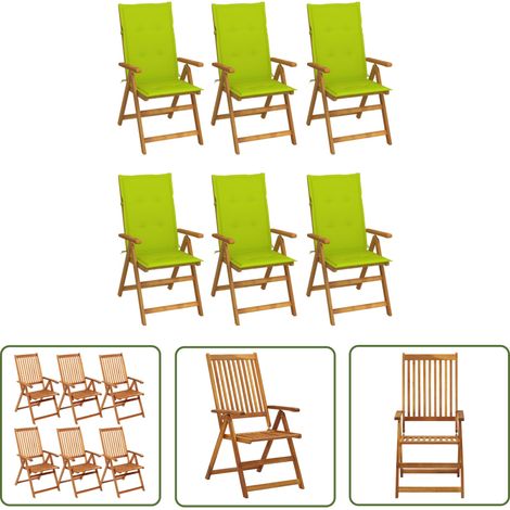 The Living Store Klappbare Gartenstühle 6 Stk. mit Auflagen Massivholz Akazie - Gartenstühle - Holz Gartenstühle - Klappbarer Gartenstuhl - Outdoor Möbel - Gartenmöbel Set (1/5)