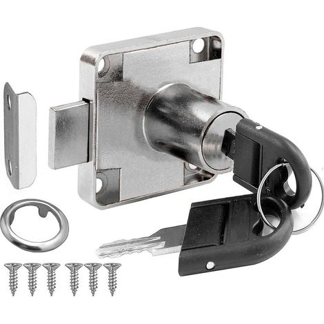 Cam lock with matching key, cabinet security lock for wardrobe, drawer, storage cabinet, mailbox, silver (1/5)