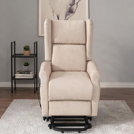 Fauteuil relax coloris cream blanc en bois 74 x 94 x 111 cm (1/5)