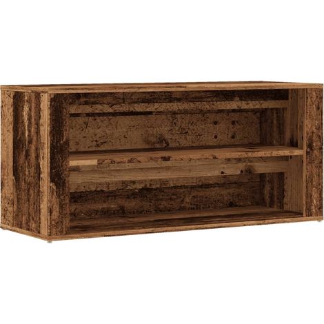 Banc à chaussures bottes commode étagère meuble entrée rangement vieux bois 100 x 35 x 45 cm bois d'ingénierie marron