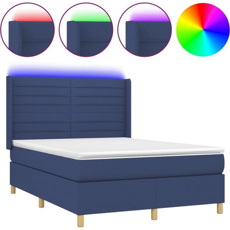 Maison Exclusive - Boxspringbett mit Matratze & LED Blau 140x200 (1/5)