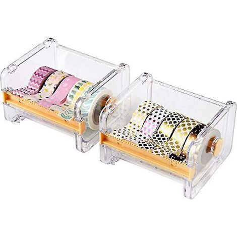 Lot de 2 distributeurs et coupe-rubans Washi, organisateur de rouleaux de ruban adhésif, support de rangement pour ruban de masquage, ruban adhésif de bureau, ruban adhésif DIY, autocollant, coupe-rub (1/5)