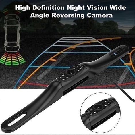 Caméra de recul pour plaque d'immatriculation 8 LED IR, vision nocturne, étanche, aluminium, stationnement, vue arrière. (1/4)