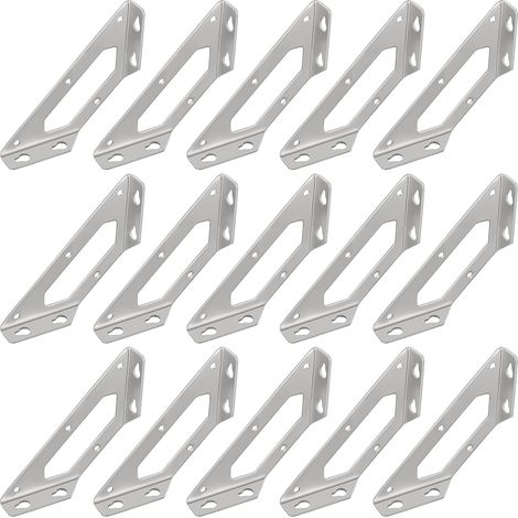 FUNSUEI Lot de 15 Connecteurs d'Angle, Équerre de Fixation en Inox, Fixation à 90°, Montage sur Étagère