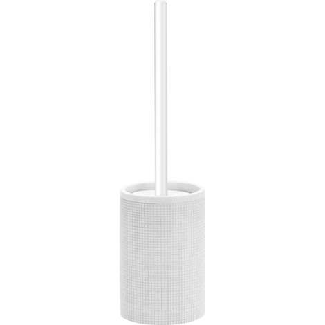 Porta scopino wc serie next bianco con lavorazione a quadretti, elegante e raffinato (1/3)