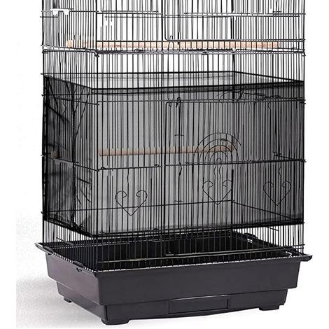 BRAVIX Couverture de Cage à Oiseaux Réglable Extra Large Attrape-Graine Plume Housse Filet pour Cage Oiseaux en Nylon Maille Garde-Jupe Doux Aéré (Noir) (1/5)