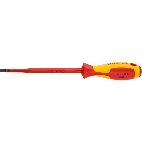 KNIPEX 98 20 65 SL Giraviti per elettricisti (Slim) per viti con intaglio impugnatura isolante, in materiale bicomponente, collaudato VDE brunita 262 mm