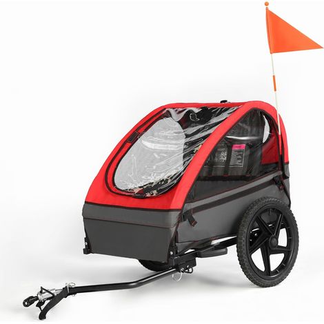 FIXIMASTER Remorque de Vélo Pliable pour 1 ou 2 Enfants, Siège Ergonomique et Sécurité Optimale - Rouge