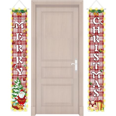 Bannière de Porte de Noël Décoration Festive Illuminée Bannière de Décoration Festive Intérieure Pour Porte d'Entrée Jardin Terrasse Arrière-plan Photo Affichage (1/5)