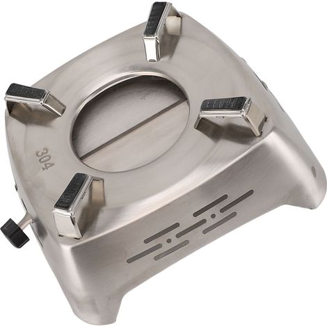 Réchaud de camping monobloc en acier inoxydable avec brûleur à alcool coulissant et réglage facile, type tiroir, pour une utilisation en extérieur. (1/5)