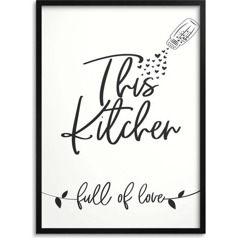 Póster de pared para cocina, comedor, decoración de cocina en blanco y negro (1/5)