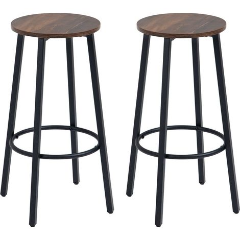 Lot de 2 tabourets de bar au style industriel, cadre métallique et repose-pied, dimensions 42 × 42 × 65 cm (1/5)