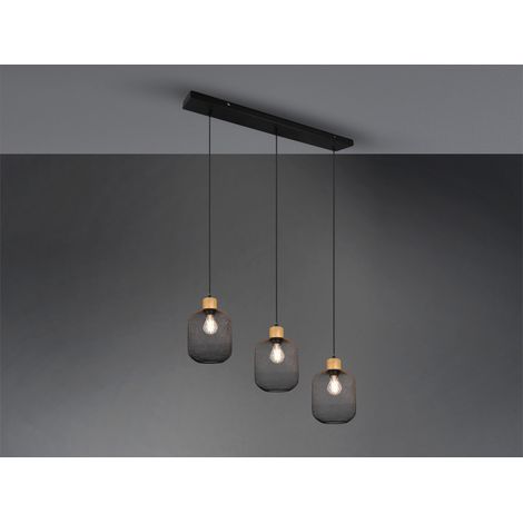 LED Pendelleuchte 3-flammig Metall Gitterschirm Schwarz, Breite 80cm (1/5)